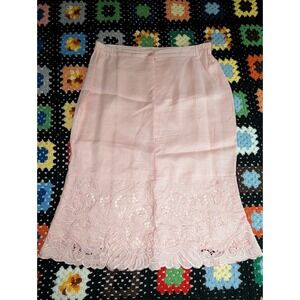 Donna Vinci Linen Floral Hem Skirt Women's Size 18 Pink